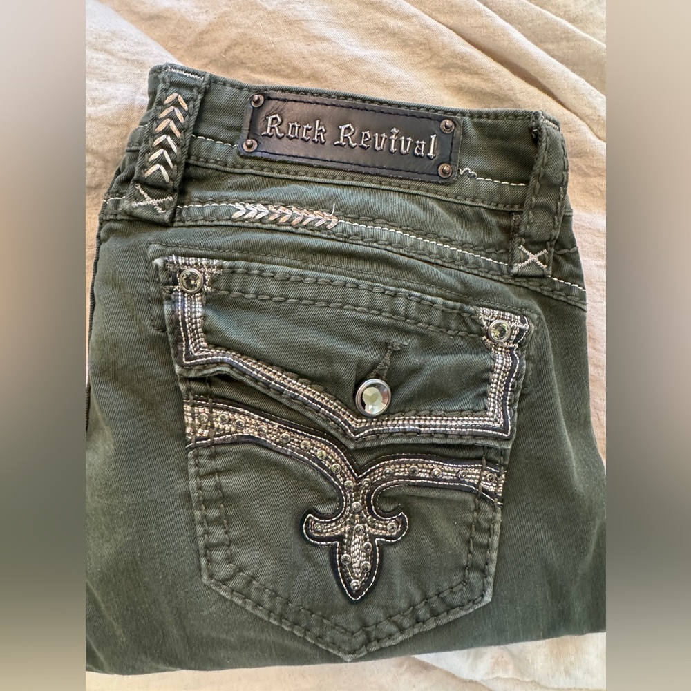 Rock Revival Slim Jeans in Dark Olive Green - Picture 9 of 9